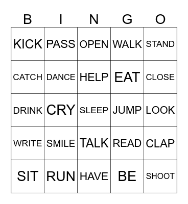 BASIC VERBS Bingo Card