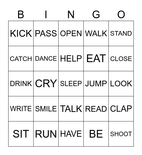 BASIC VERBS Bingo Card