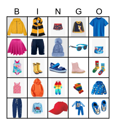 clothes Bingo Card