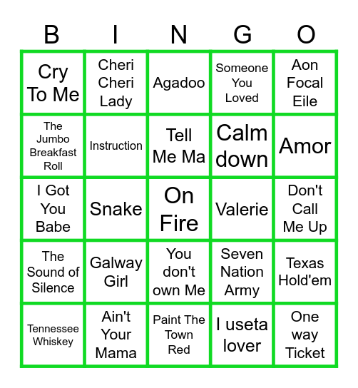 Music Bingo 2025 Bingo Card
