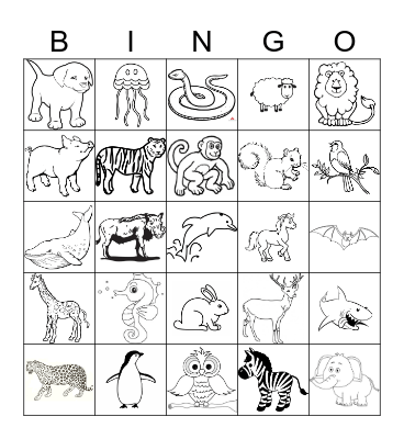 ANIMALS Bingo Card