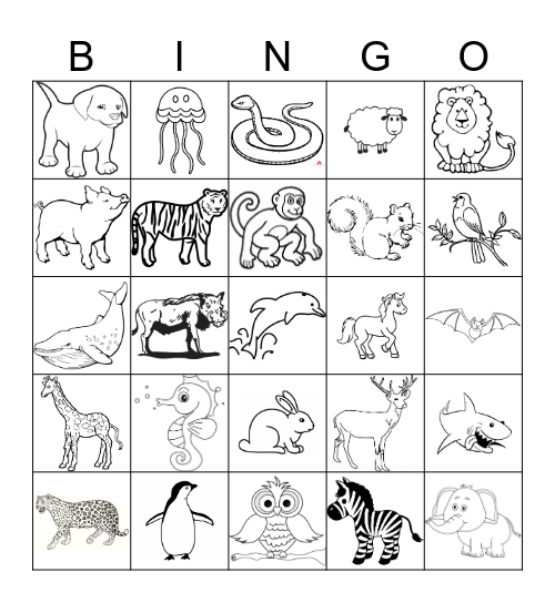 ANIMALS Bingo Card