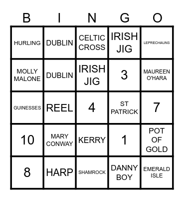 ST PATRICK'S DAY BINGO Card