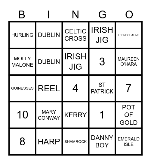 ST PATRICK'S DAY BINGO Card