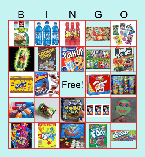 90's Snacks Bingo Card