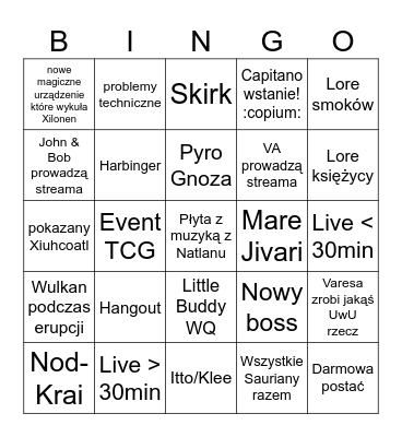 Genshin 5.5 Bingo Card