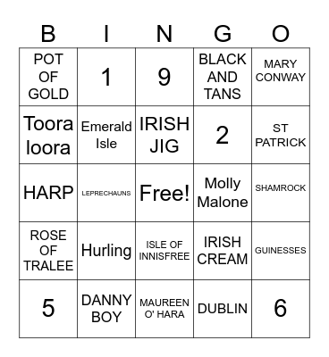 ST PATRICK'S DAY BINGO Card
