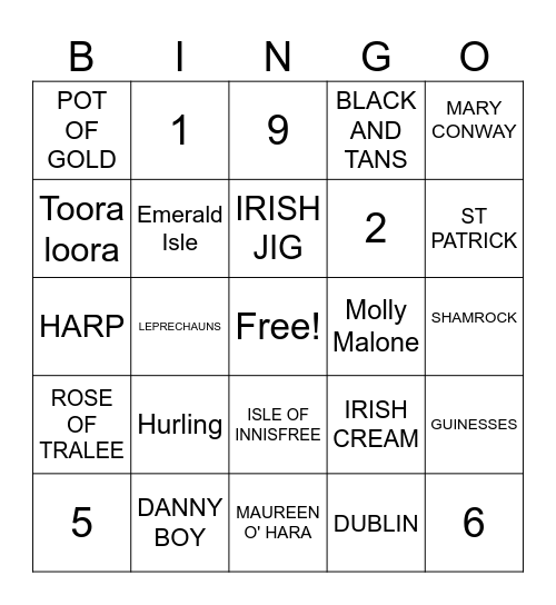 ST PATRICK'S DAY BINGO Card