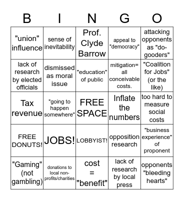 Casino Playbook BINGO Card