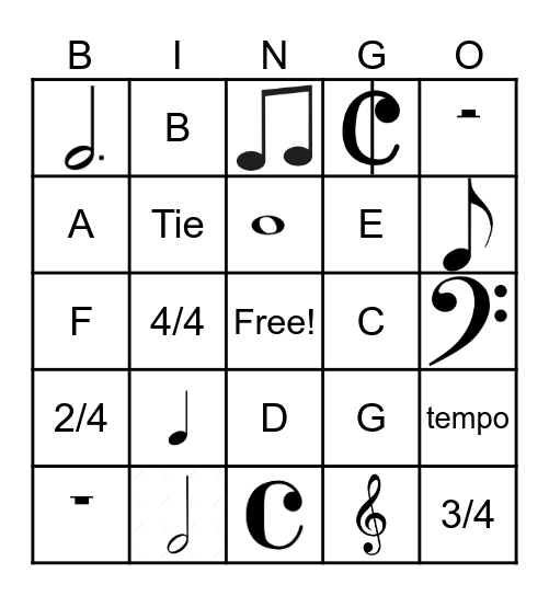 Music Bingo Card
