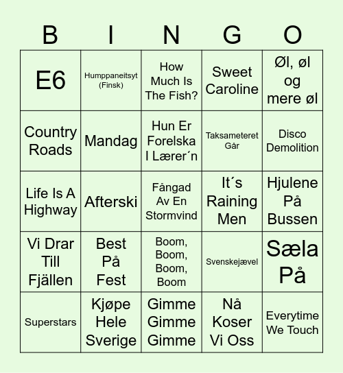 Norefjell bingo Card