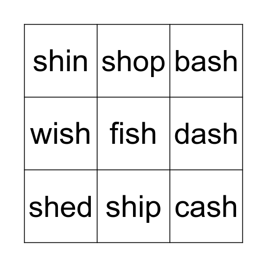 /SH/ Bingo Card