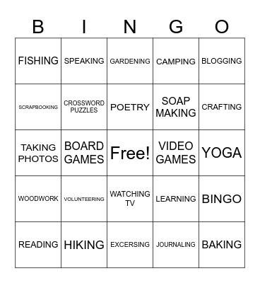 MEGAN'S HOBBY FRIDAY Bingo Card