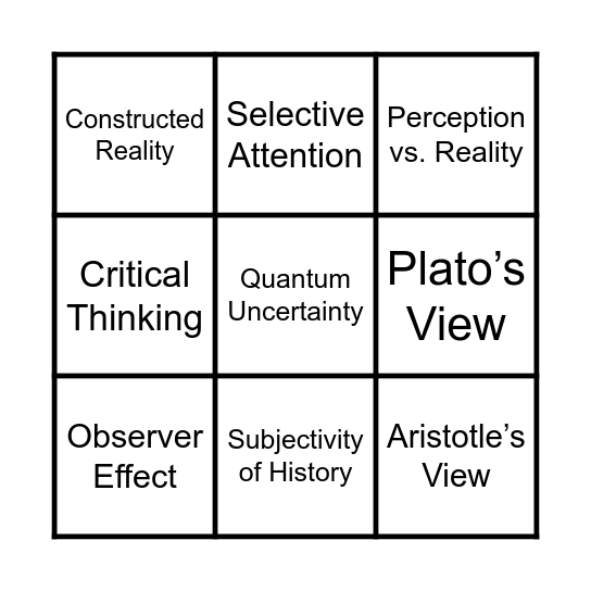 Thinky, Thoughty Psychology Bingo! Bingo Card
