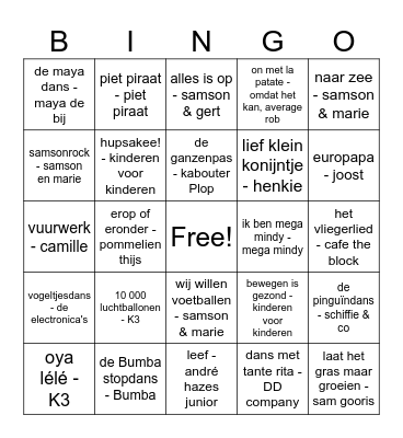 muziek bingo Card