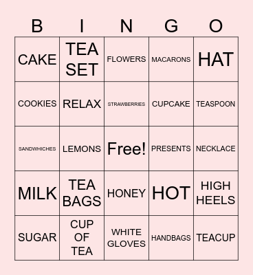 Tea Party BINGO Card