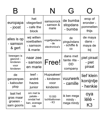 muziek bingo Card