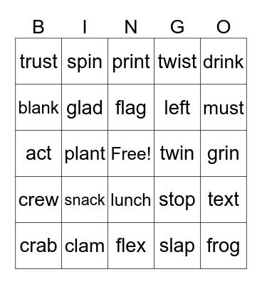 Blends Bingo Card