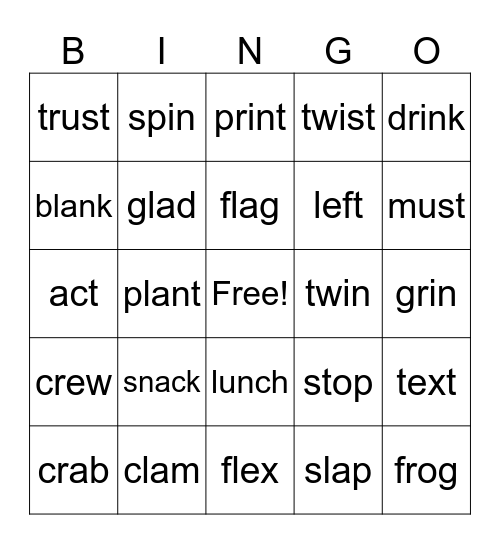 Blends Bingo Card