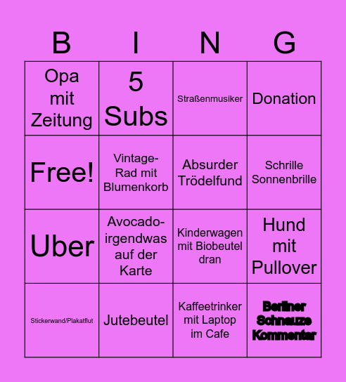 Kiez Bingo Card