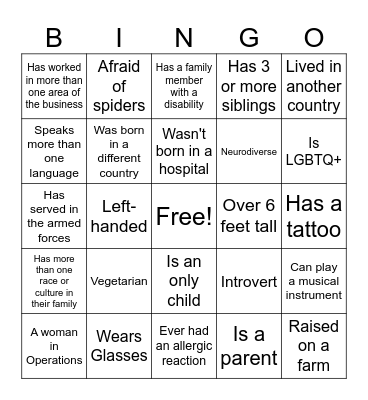 WD Tea Time Inclusion Bingo Card