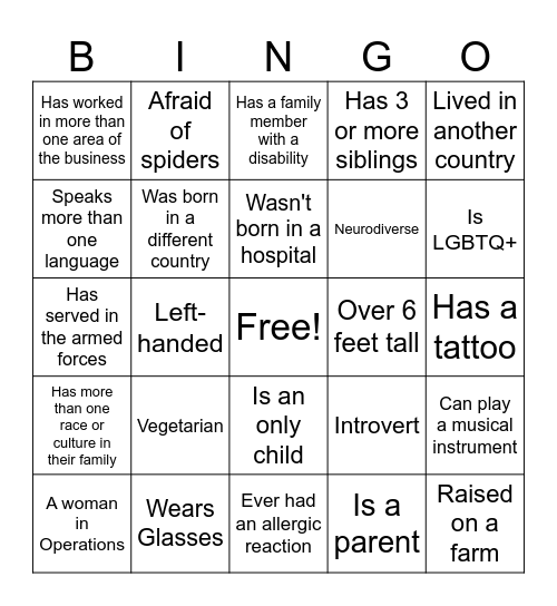 WD Tea Time Inclusion Bingo Card