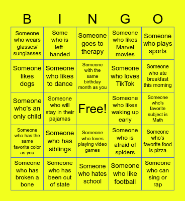 Human Bingo Card