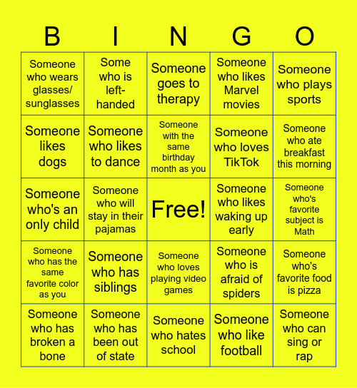 Human Bingo Card