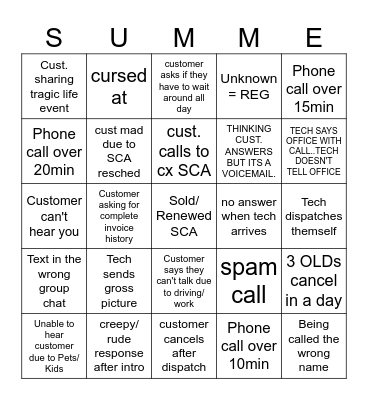 ***BAD BINGO*** Bingo Card