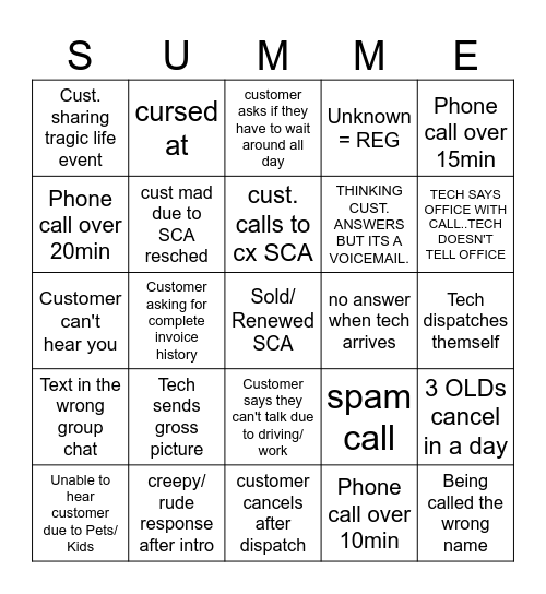 ***BAD BINGO*** Bingo Card