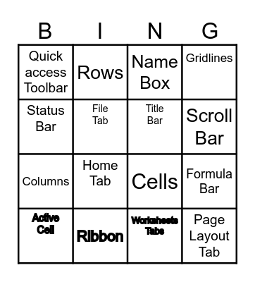 Excel Interface Once you win, shout ‘Excel’ !!!! Bingo Card