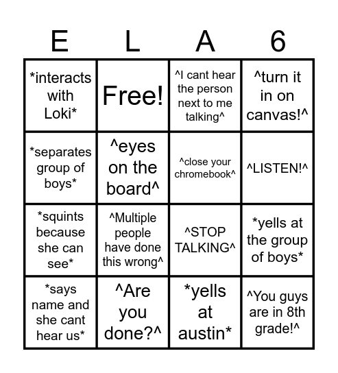 BINGO! Bingo Card
