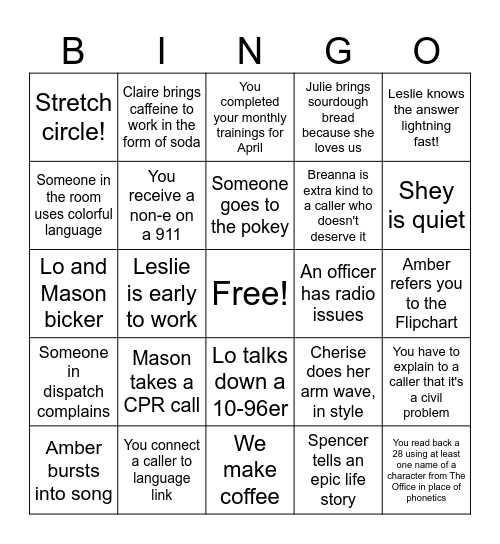 Dunder Metro Bingo Card