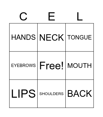 Body Parts Bingo Card