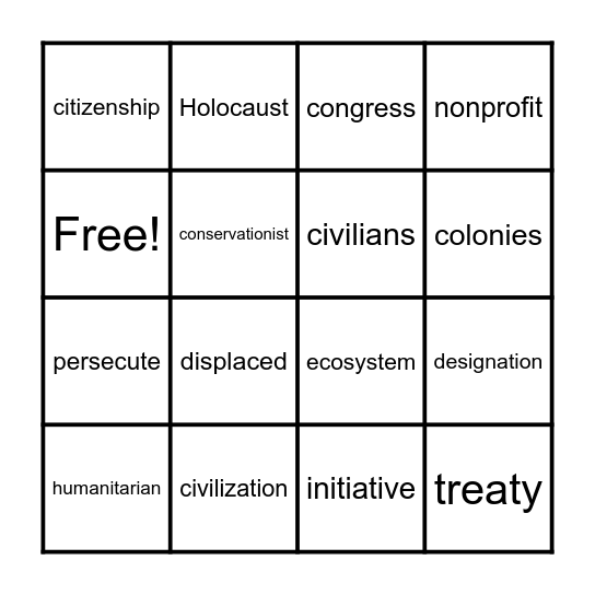 J.S. magazine APRIL 2025 VOCABULARY Bingo Card