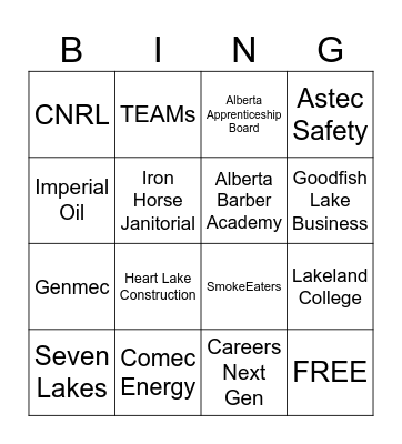 Career Fair Bingo Card