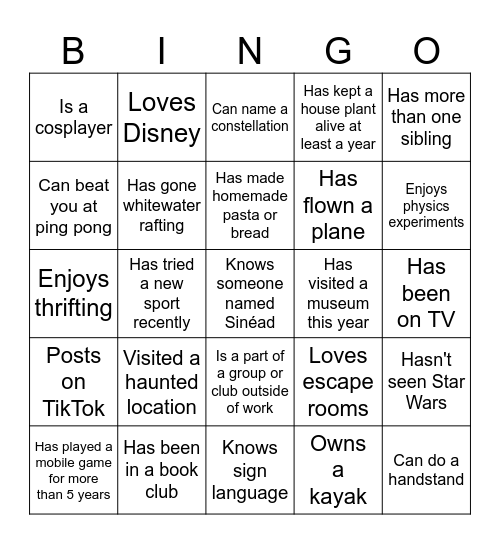 Find Someone Who... Bingo Card