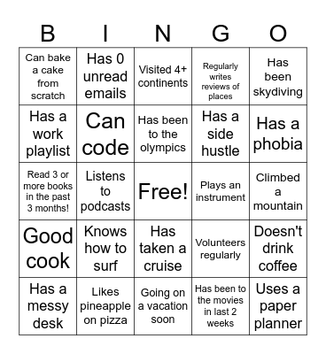 The Vibe Tribe Bingo Card