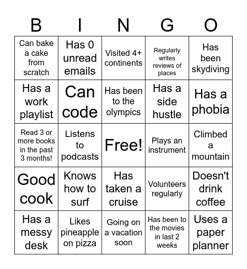 The Vibe Tribe Bingo Card