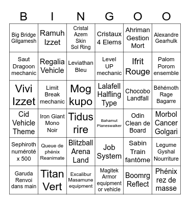 Final Fantasy Général Bingo Card