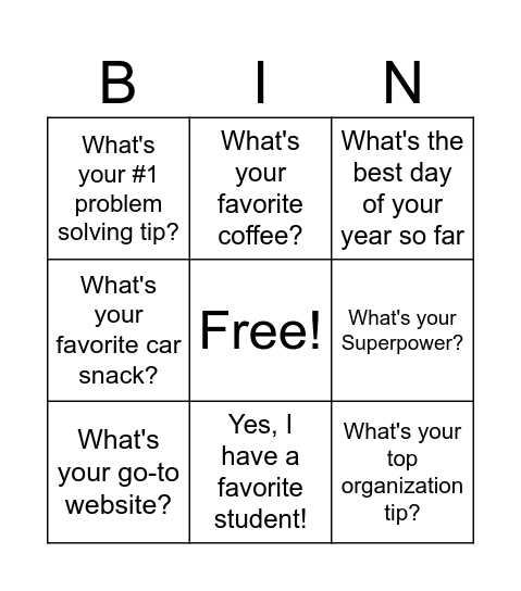 "Final Push" Bingo Card