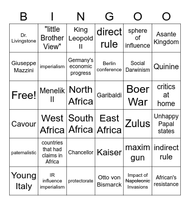 WH Study Bingo Card