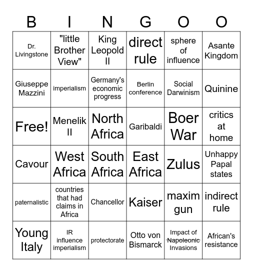 WH Study Bingo Card