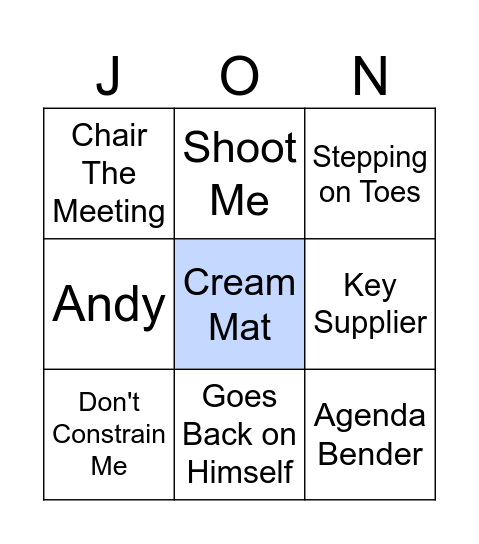 Jon's Bingo Card