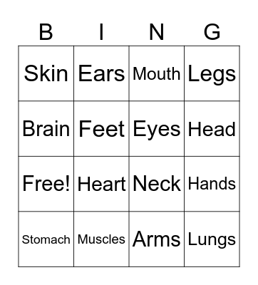 Interoception BINGO Card