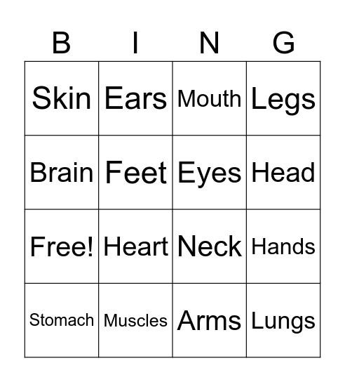 Interoception BINGO Card