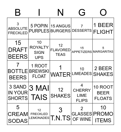 RED ROBIN BINGO Card