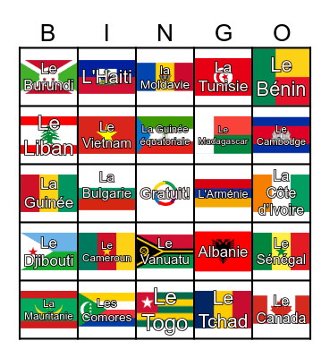 Les Etats- Membres de l’Organisation Internationale de la Francophonie Bingo Card