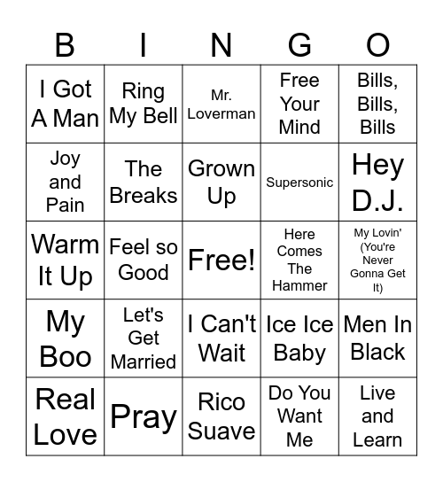 Old School Music Bingo Round 4 Bingo Card