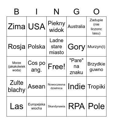 Nie Bingo Card